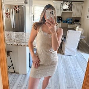 Abercrombie & Fitch Linen Blend Mini Dress Beige Small Short ST